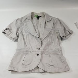 WHBM Gray Military Style Jacket Hook Latch Sz 8